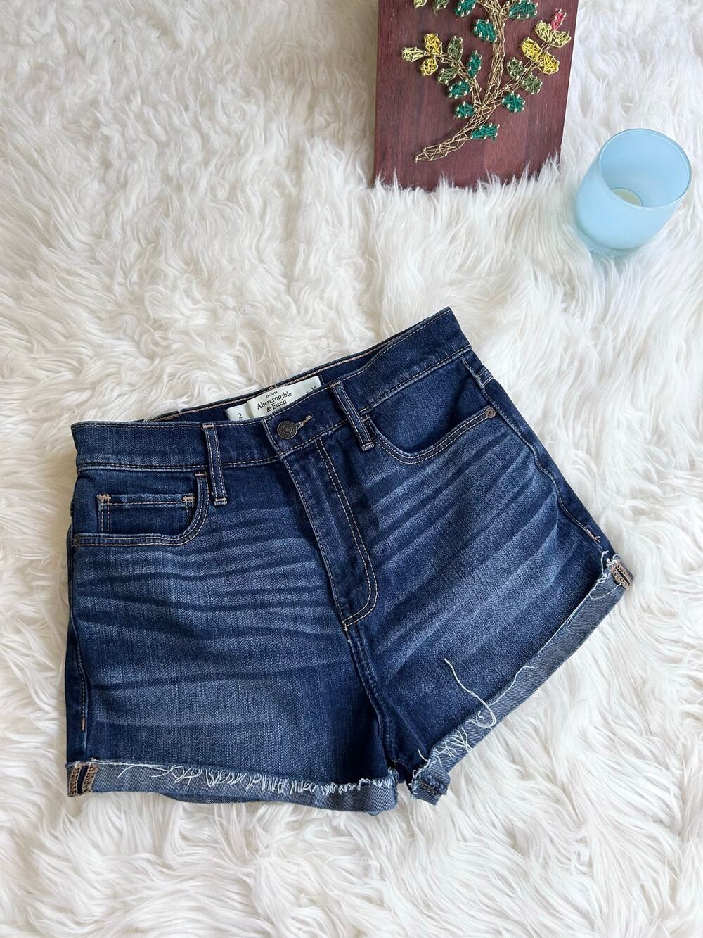Abercrombie & Fitch Women Dark Blue Jean Shorts